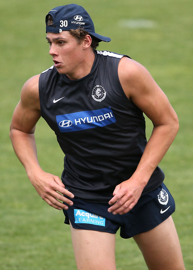AFL 2015 Training - Carlton 021215 MELBOURNE, AUSTRALIA - DECEMBER 02: Charlie Curnow of the Blues in action during the Carlton Blues training session at Ikon Park, Melbourne on December 02, 2015. (Photo: Adam Trafford/AFL Media)